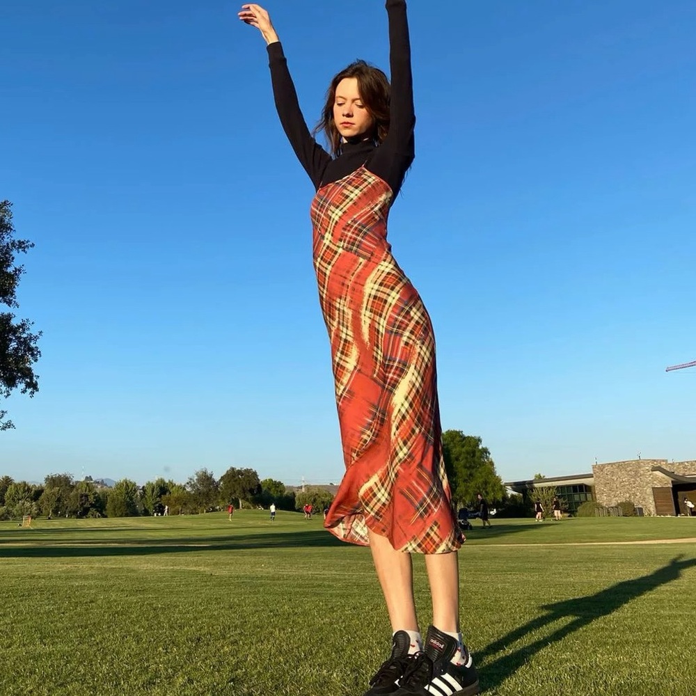 Red Plaid Maxi Dress